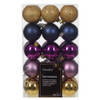 Decoris kerstballen - 30x -goud/blauw/paars - 6 cm -kunststof - Kerstbal