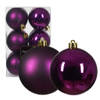 Decoris kerstballen - 12x - paars - 6 cm -kunststof - Kerstbal