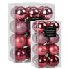 Kleine kerstballen - 40x st - 3 en 5 cm - roze - kunststof - Kerstbal