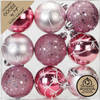 Inge Christmas Goodz kerstballen - 9x st- 6 cm - kunststof - roze - Kerstbal