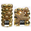 70x stuks kunststof kerstballen met ster piek goud mix 5, 6 en 8 cm - Kerstbal