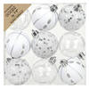 Inge Christmas Goodz kerstballen - 9x st- 6 cm - kunststof - zilver/wit - Kerstbal