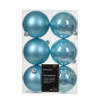 Decoris kerstballen - 6x - ijs blauw - 8 cm -kunststof - Kerstbal