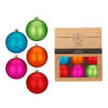 Kerstballen van kunststof - 6x - gekleurd- 8 cm -milieubewust verpakt - Kerstbal