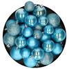 Decoris kerstballen - 30x - ijs blauw - 4, 5 en 6 cm -kunststof - Kerstbal