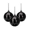 Christmas Decoration disco kerstbal - 3x st - zwart - 6 cm - kunststof - Kerstbal