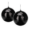 Christmas Decoration disco kerstballen- 2x - zwart - 15 cm - kunststof - Kerstbal