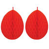 3x stuks hangdecoratie honeycomb paaseieren rood van papier 30 cm - Feestdecoratievoorwerp