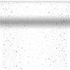 Duni kerst thema tafelloper/placemats- 40x480 cm -papier -wit-sterren&nbsp; - Tafellakens