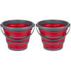 Dirt Devil inklapbare emmer - 2x - rood/grijs - 10 liter - opvouwbaar - Emmers