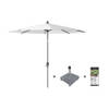 Platinum Riva stokparasol 2,5 m. rond - White met voet en hoes