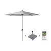 Platinum Riva stokparasol 2,5 m. rond - Light Grey met voet en hoes