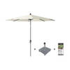 Platinum Riva stokparasol 2,5 m. rond - Ecru met voet en hoes