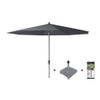 Platinum Riva stokparasol 3.5 m. rond - Antraciet met voet en hoes