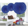 3x Honeycomb waaiers blauw 45 cm - Hangdecoratie