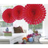 3x Honeycomb waaiers rood 45 cm - Hangdecoratie