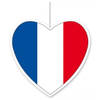 5x Frankrijk hangdecoratie harten 14 cm - Feestdecoratievoorwerp
