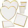 Feest wegwerp servies set - hartje - 10x bordjes / 10x bekers / 20x servetten - wit/goud - Feestpakketten