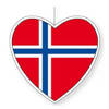 Noorwegen hangdecoraties vlaggen hartjes 14 cm - Feestdecoratievoorwerp