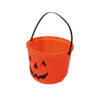 Trick or treat snoep emmertje - pompoen - oranje - D20 cm - Feestdecoratievoorwerp