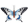 Zwart/blauwe metalen tuindecoratie vlinder 37 cm - Tuinbeelden