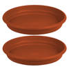 Set van 2x stuks bloempot/plantenpot onderschaal terra cotta kunststof diameter 16 cm - Plantenpotten