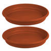 Set van 2x stuks bloempot/plantenpot onderschaal terra cotta kunststof diameter 22 cm - Plantenpotten