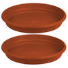 Set van 2x stuks bloempot/plantenpot onderschaal terra cotta kunststof diameter 29 cm - Plantenpotten