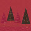 Duni kerst thema servetten - 60x st - 33 x 33 cm - rood met kerstbomen - Feestservetten