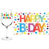 Happy Birthday cadeau verjaardag glas en A5-size wenskaart - feest glas wijn