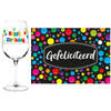 Happy Birthday cadeau glas 18 jaar verjaardag en Gefeliciteerd kaart - feest glas wijn