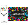 Happy Birthday cadeau glas 70 jaar verjaardag en Gefeliciteerd kaart - feest glas wijn