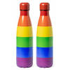 RVS waterfles/drinkfles - 2x - regenboog kleuren - met schroefdop - 790 ml - Drinkflessen