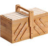 Houten naaispullen bewaardoos/opbergmand 16 x 29 x 19 cm - Naaidozen