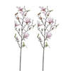 2x Magnolia beverboom kunstbloemen takken 80 cm decoratie - Kunstplanten
