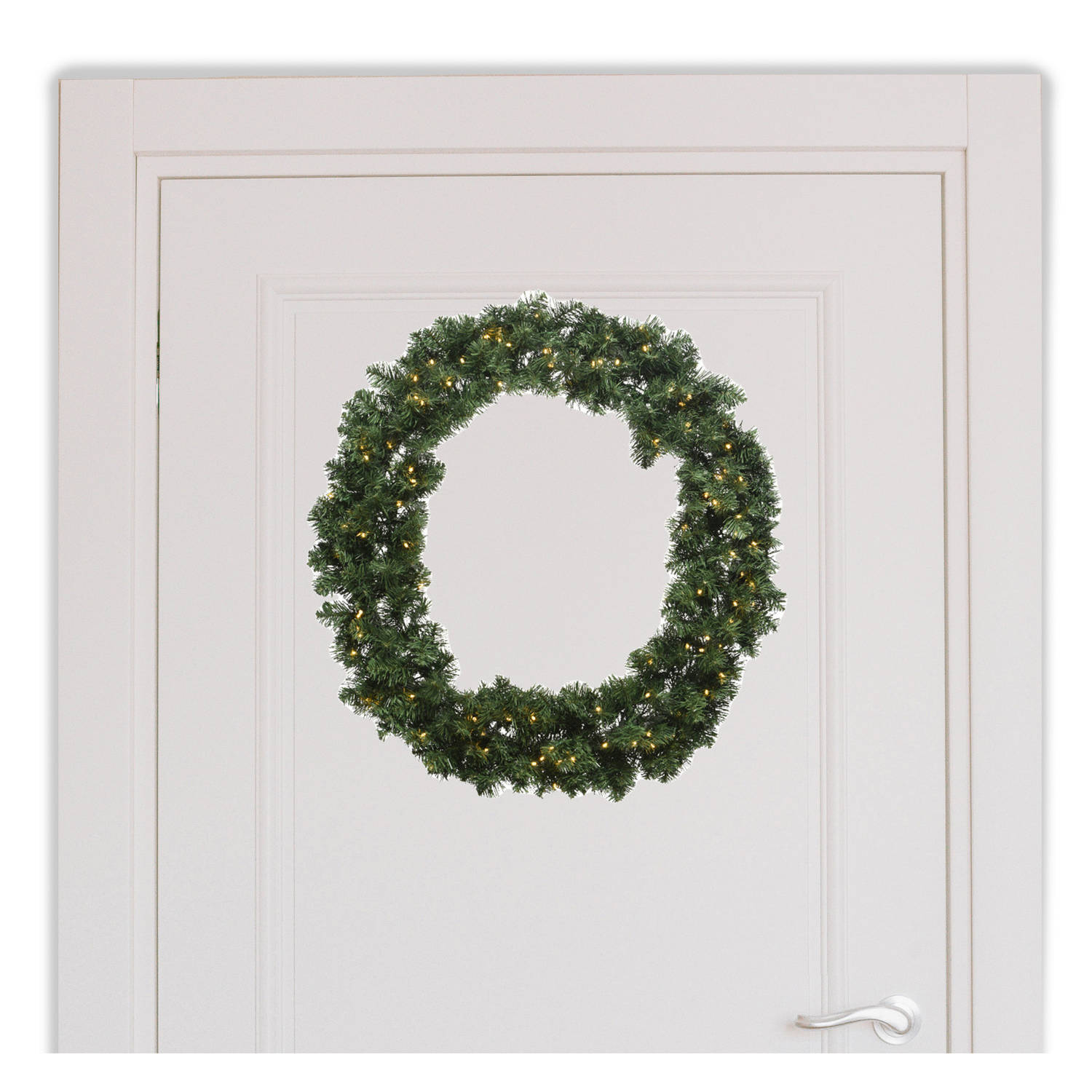 Kerstkrans-deurkrans met warm witte kerstverlichting D50 cm Kerstkransen
