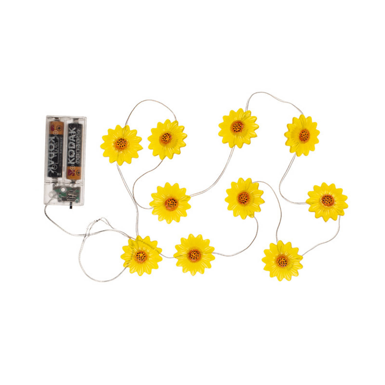Lichtsnoer zonnebloemen geel 160 cm batterij verlichting Lichtsnoeren