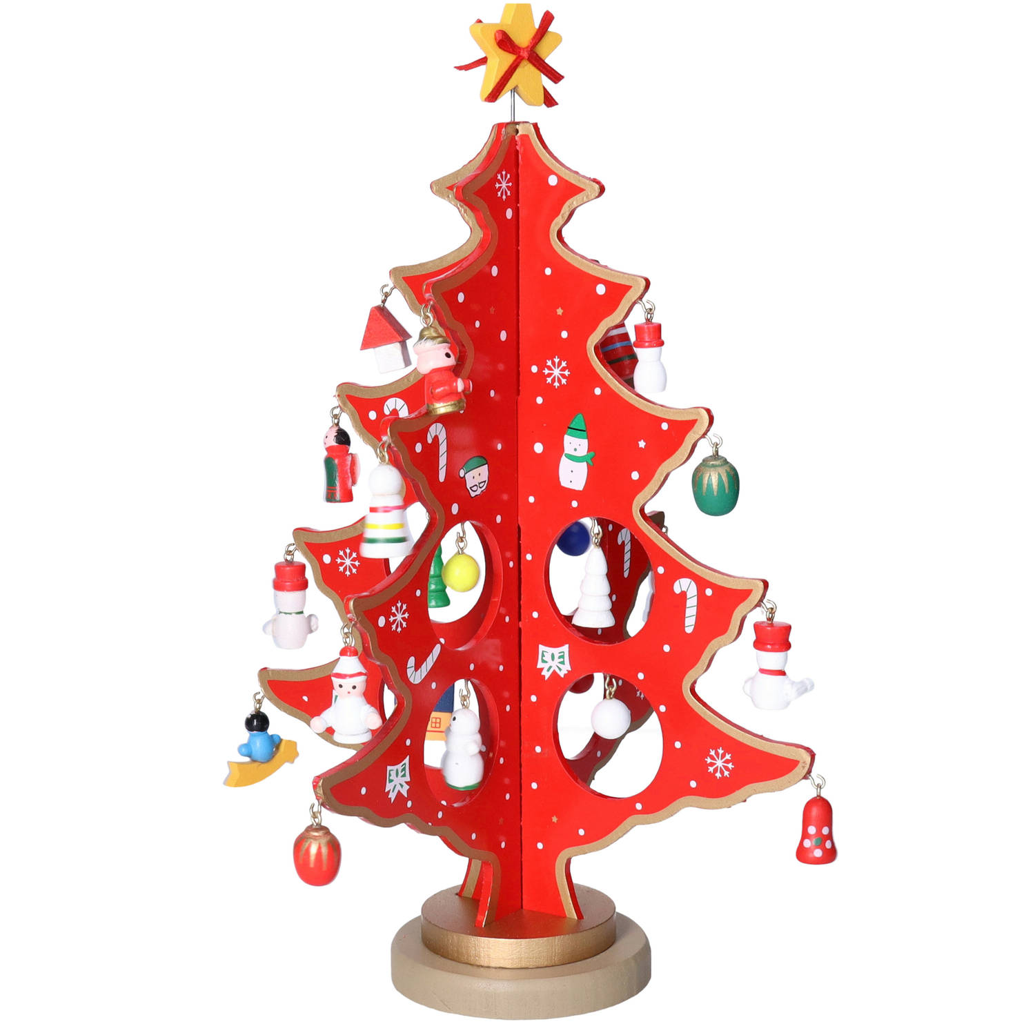 Christmas Decoration kleine decoratie kerstboom hout rood 26 cm Houten kerstbomen