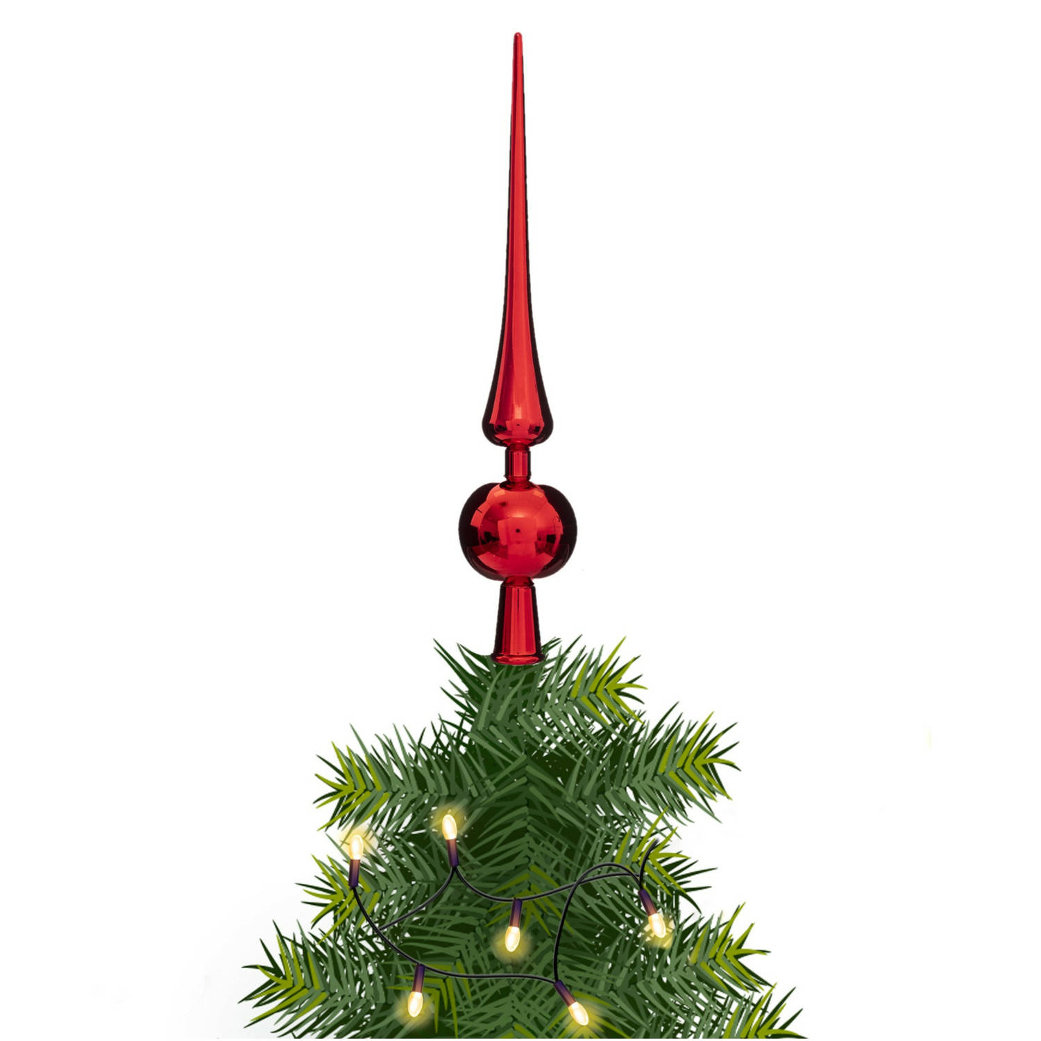 Feeric lights and christmas kerstboom piek - rood - kunststof - 28 cm