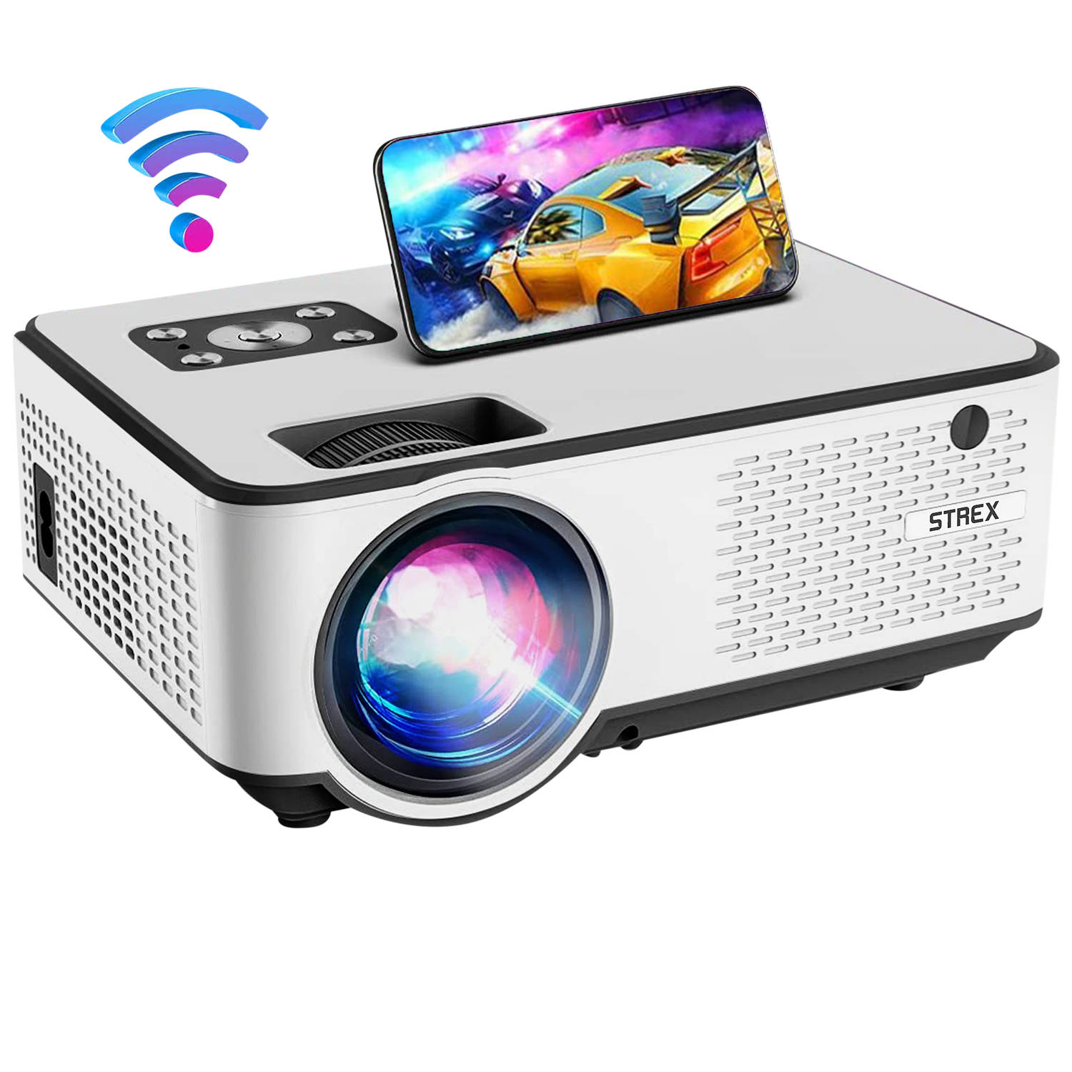 Strex Beamer ANDROID Input tot Full HD 7000 Lumen Streamen Vanaf Je Telefoon Met WiFi Mini Projector