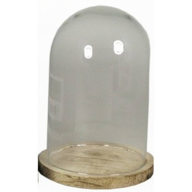 2x Presentatie stolpen van glas op houten bord 22 cm - Decoratieve stolpen