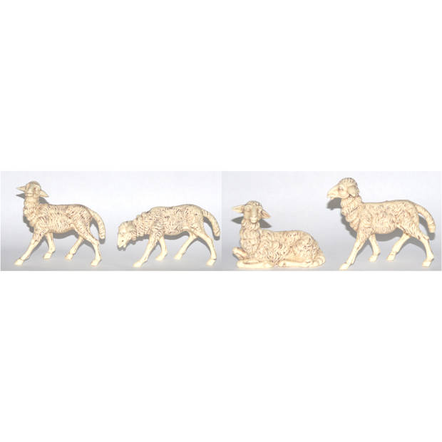 4x Witte schapen beeldjes 10 x 10 cm dierenbeeldjes - Beeldjes