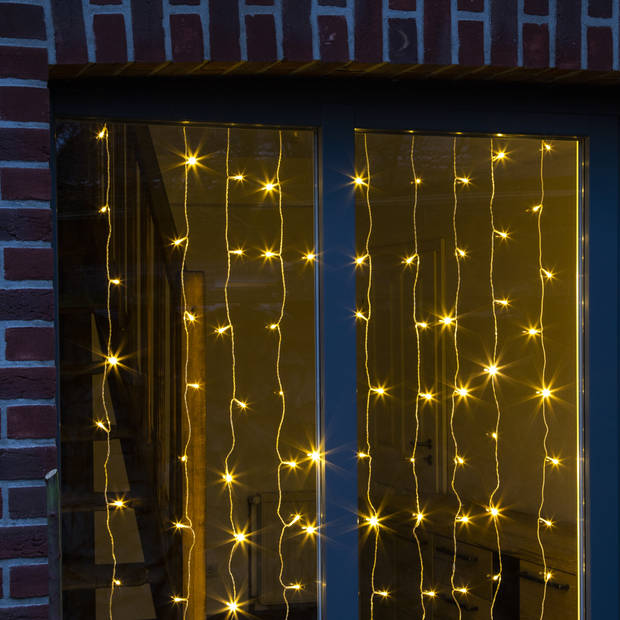 Kerstverlichting lichtgordijn/ijspegellichtjes voor het raam met 120 lichtjes warm wit 100 x 200 cm - Kerstverlichting l