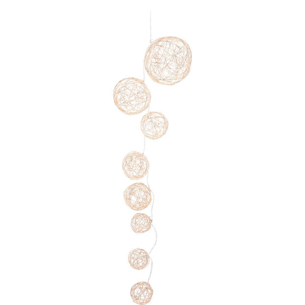 Christmas Decoration verlichting snoer -2x- 8 bollen- metaal- goud -90cm - Lichtsnoeren