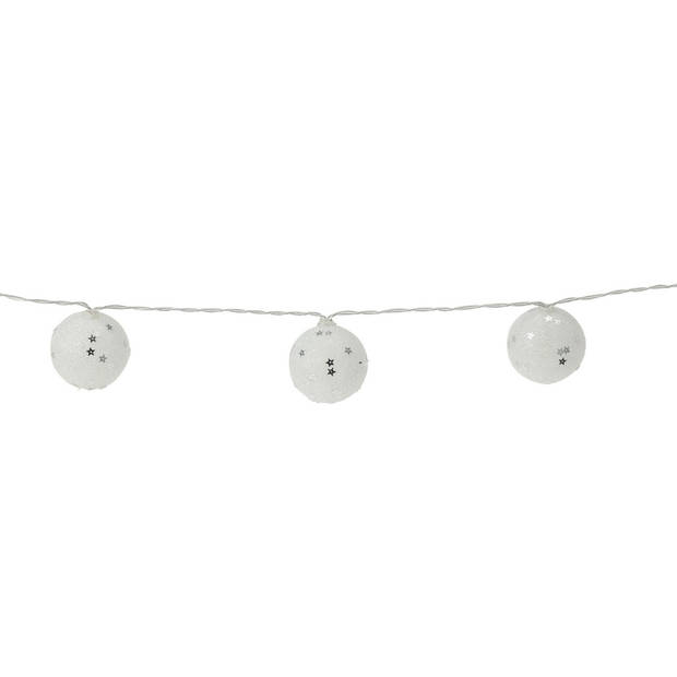 Christmas Decoration verlichting snoeren - 2x -10 bollen - wit -150 cm - Lichtsnoeren