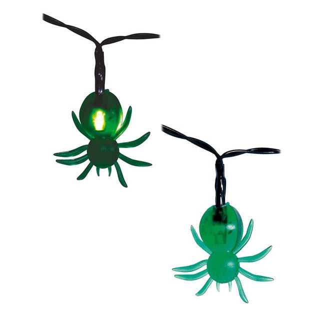 Halloween deco LED verlichting/lampjes spinnen - op batterijen - 115 cm - griezel uitstraling - Lichtsnoeren