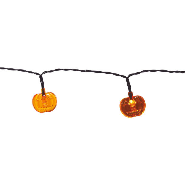 Halloween deco LED verlichting/lampjes pompoenen - op batterijen - 115 cm - griezel uitstraling - Lichtsnoeren
