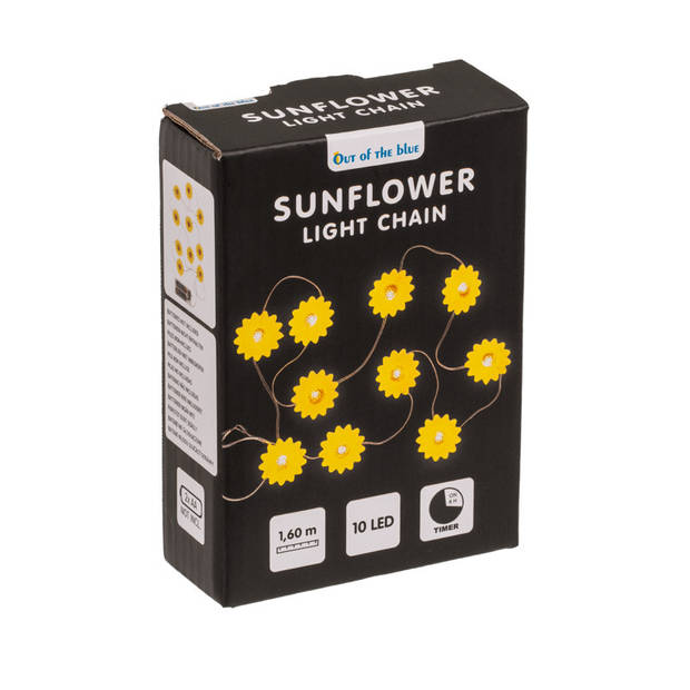 Lichtsnoer - zonnebloemen - geel - 160 cm - batterij - verlichting - Lichtsnoeren