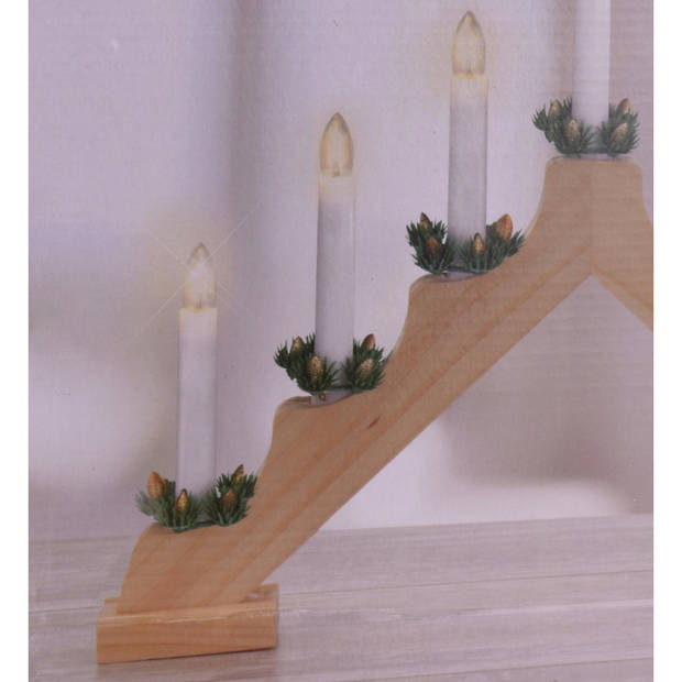 Christmas Decoration kaarsenbrug - 41 x 6 x 29,5 cm - hout -A‚i¿½ 7 LEDS - kerstverlichting figuur