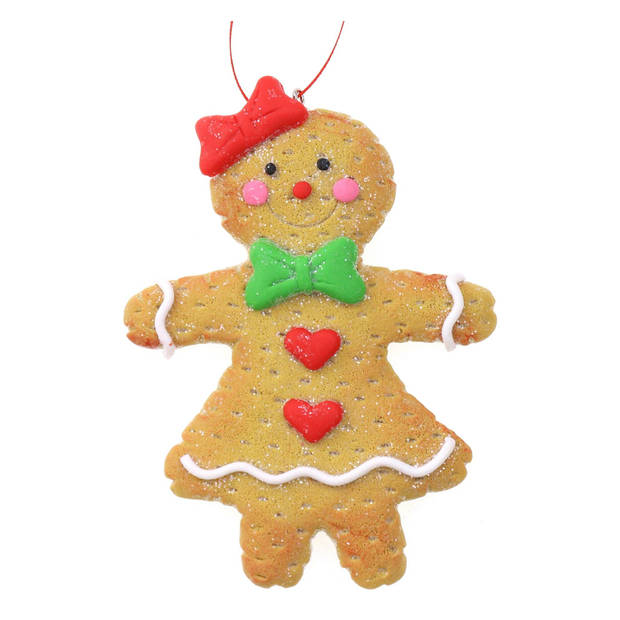 Kersthanger - gingerbread peperkoek vrouwtje -2x st- kunststof - 11 cm - Kersthangers